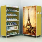 Lightweight 6 Layer PVC [Plastic] Multipurpose Organiser with Yellow Eiffel Tower Print zip cover [DIY] Do-It-Yourself