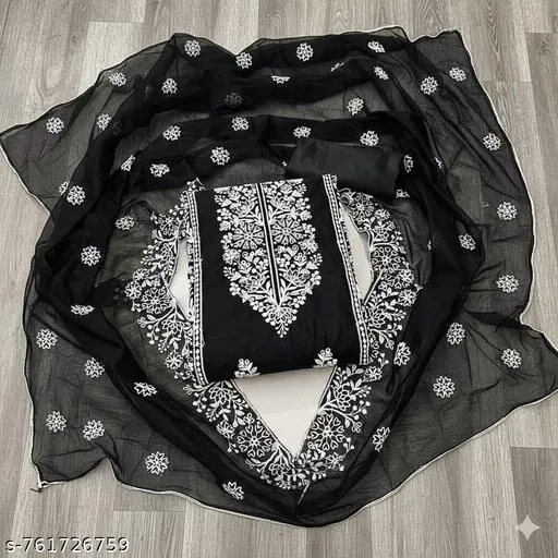 Embroidered Floral Patiala Suit for Women (6.05 meter (M)