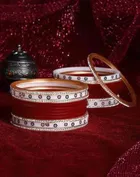 Plastic Traditional Stoned Chudha for Women, Red (2.8)