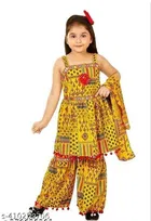 Paisley Applique Sleeveless Top and Pant Set for Girls 