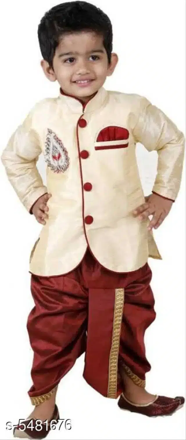 Sherwani for Boys (Multicolor, 7-8 Years) (Set of 1)
