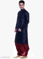 Silk Solid Kurta with Dhoti for Men 