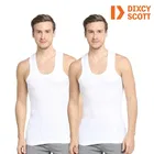 Dixcy Scott Josh Cotton Solid Vest for Men, Pack of 2 