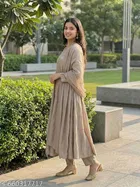 Printed Vichitra Silk Kurta Set for Women 