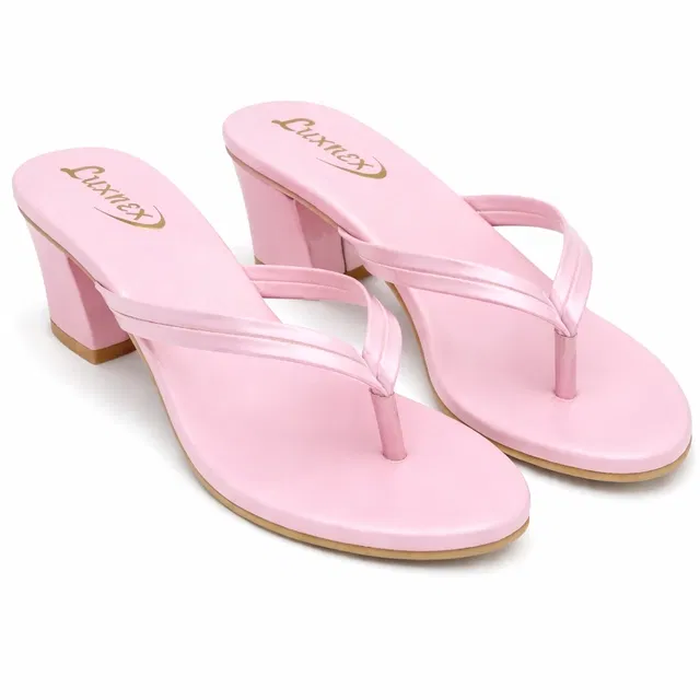 Solid Block Sandals for Women (Pink, 4)