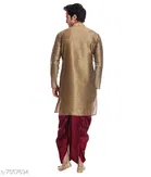 Dupion Silk Solid Kurta with Dhoti for Men 