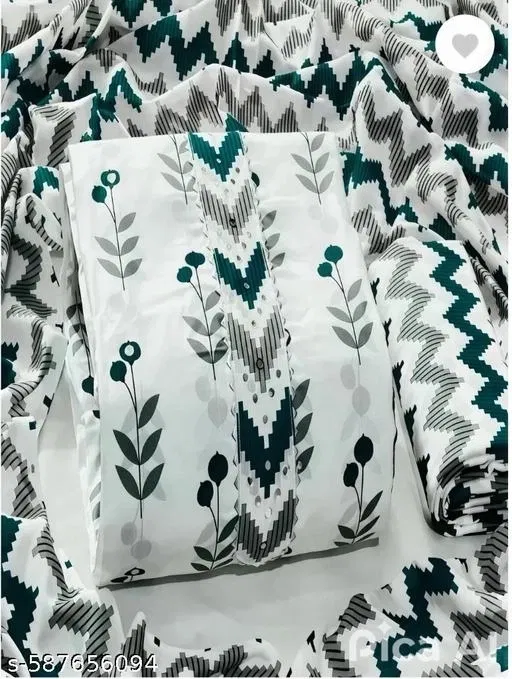Cotton Printed Dress Material for Women (Multicolor, 6.65 meter (XXL)