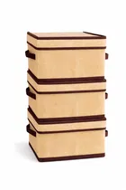 Craft Bazar Multipurpose Foldable Fabric Storage Box with Lid & Handles for Clothes, Laundry, Towels Wardrobe and Home Storage Organizer Pack of 3