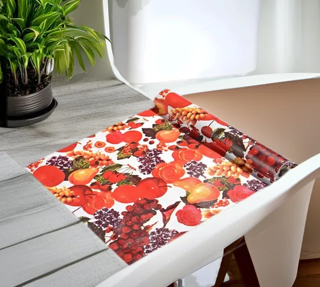 PVC Printed Shelf Mat Roll (Multicolor, 5 m)