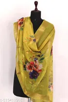 Cotton Printed Dupatta for Women & Girls, Yellow 