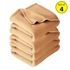 Solid Polar Fleece Blanket Beige 