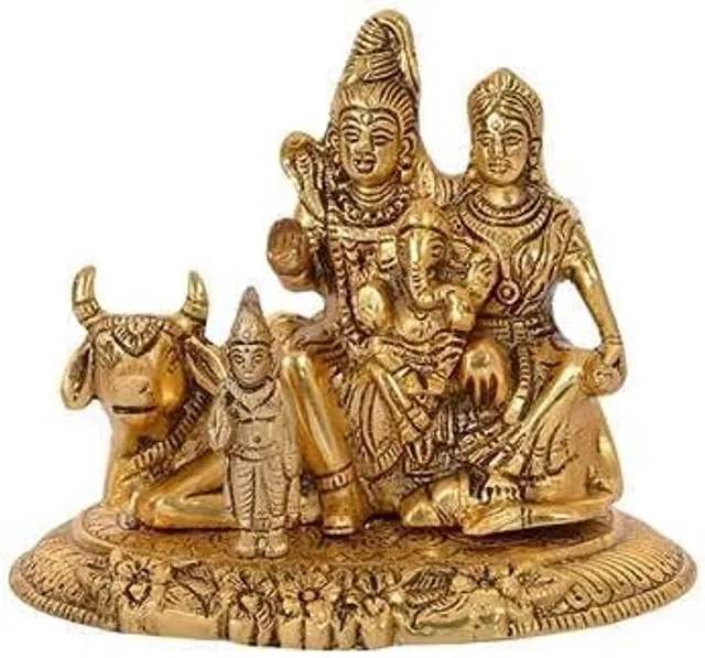 Shiva Parvati Idol with Nandi Statue (Black & Gold)