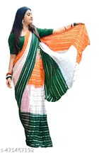 Tricolor Tiranga Nylon Saree for Women 
