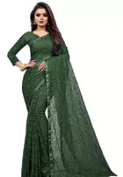 Net Solid Saree for Women 