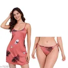 Satin Soft & Attractive Nightdress for Women & Girls , Orange 