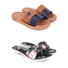 Combo of Sliders & Flats for Women (Multicolor, 8) (Set of 2)