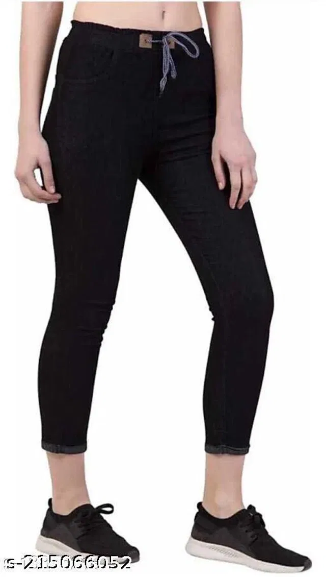 Denim Cargo Jeans for Women & Girls (Black, 28)