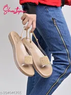[34] Embellished Synthetic Flat Sandals for Women 