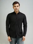 Solid Formal Polycotton Shirt for Mens ,Black 