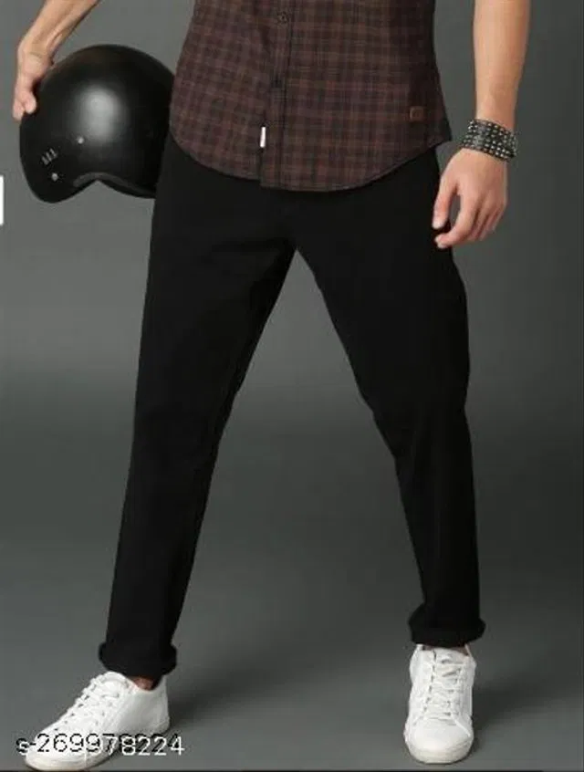 Denim Slim Fit Jeans for Men (Black, 30)