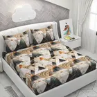 Microfibre Fitted Marble Bedsheet 78x72in Multicolor