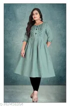 Button Detail Cotton Kurti for Women 