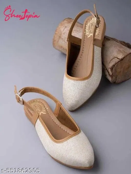 Synthetic Ballerinas for Women (White, 8-8.5 Years)