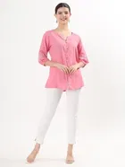 Women's Casual Regular Sleeves Embroidered Short Kurti 