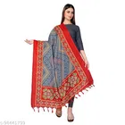 Printed Khadi Cotton Dupatta with Tassels for Women 