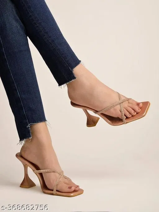 [123] Embellished Square Toe Block Sandals for Women (IND-4)