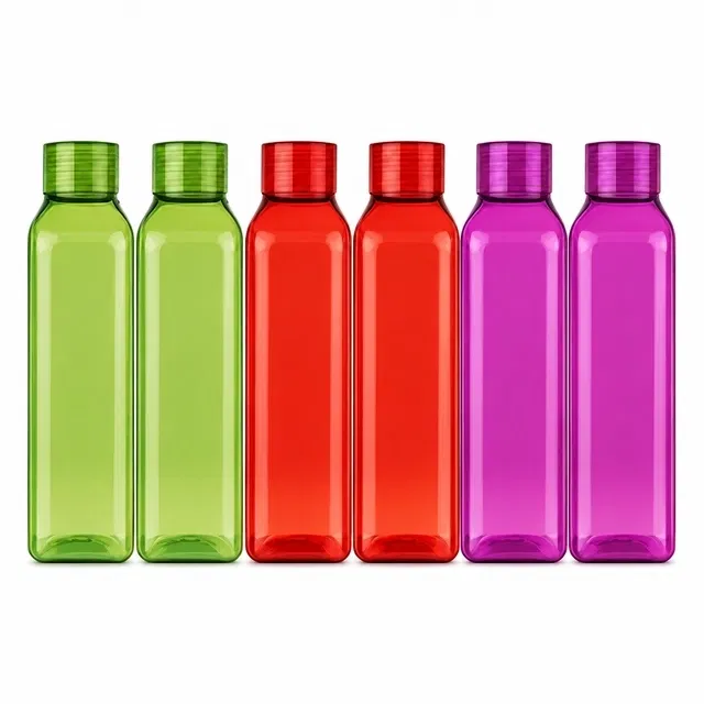Parikshit Plastic Water Bottles, 1000 ml, Set of 6, Multicolor