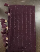 Georgette Solid Saree for Women, Wine 