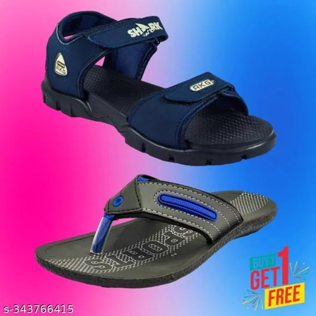 Sandal with Flipflop for Men (Multicolor, 6) (Pack of 2)