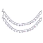 Brass Rhodium Plated Anklet Set (Silver, Set of 1)