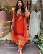 Print Embroidery Chinon Salwar Suit Set for Women 