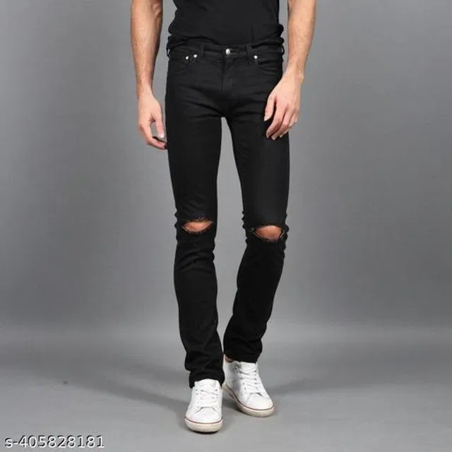 Denim Slim Fit Jeans for Men (Black, 28)