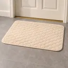 Emboshed Checkered Fluffy Soft Mat Biege [40x60]