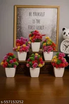 Plastic Artificial Flowers, Multioclor, Pack of 6
