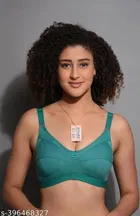 Cotton Blend Solid Non-Padded Bra for Women 