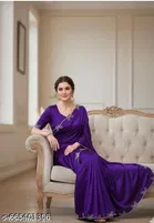 Georgette Solid Saree For Women, Purple