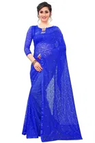 Net Solid Saree for Women 