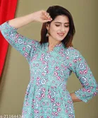 Rayon Printed Anarkali Kurti for Women 