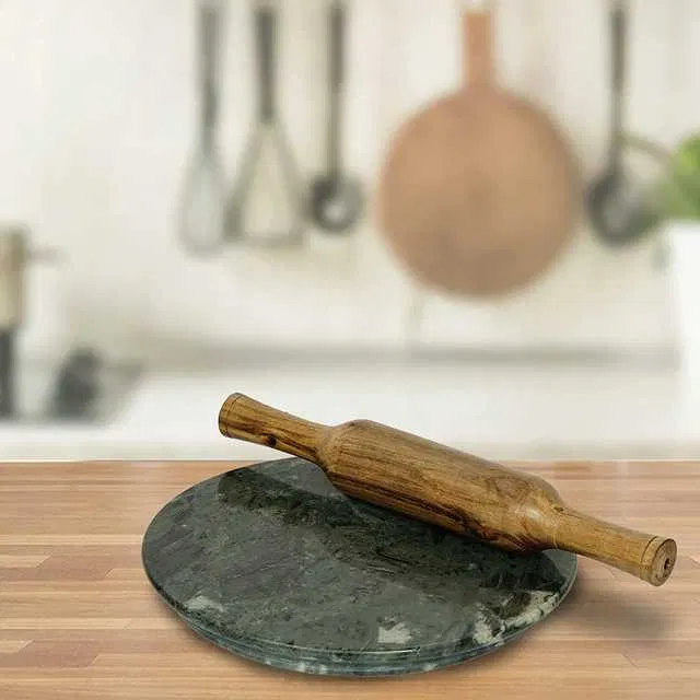 Marble Roti Maker Chakla Belan (Pack of 2, Green) (RF-006)