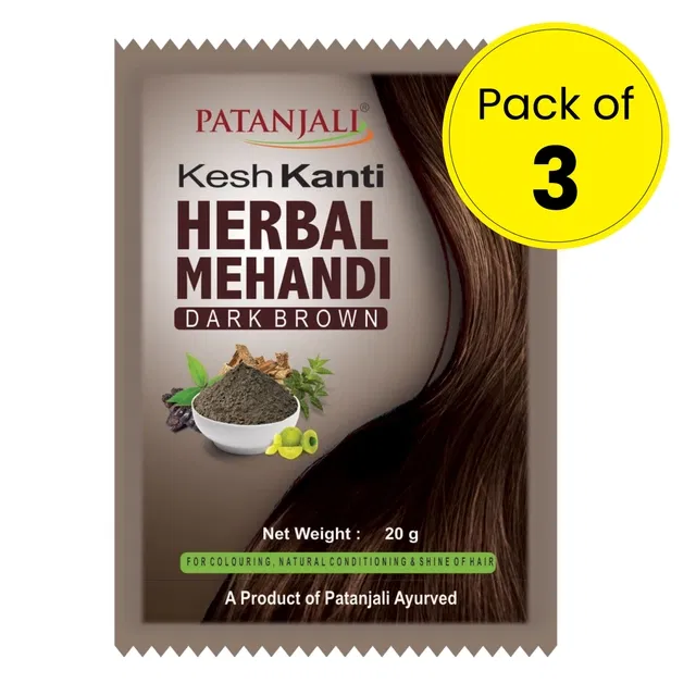 Patanjali Kesh Kanti Herbal Natural Brown Mehandi 3X20 g (Pack of 3)