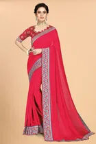 Women's Embroidried Saree with Unstiched Blouse 