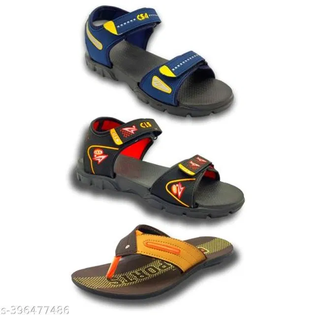 Sandals with Flipflop for Men (Multicolor, 10) (Pack of 3)