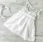 Cotton Blend Solid Dress for Girls 