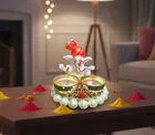 Metal Decoretive Pooja Thali, Multicolour Pack of 1
