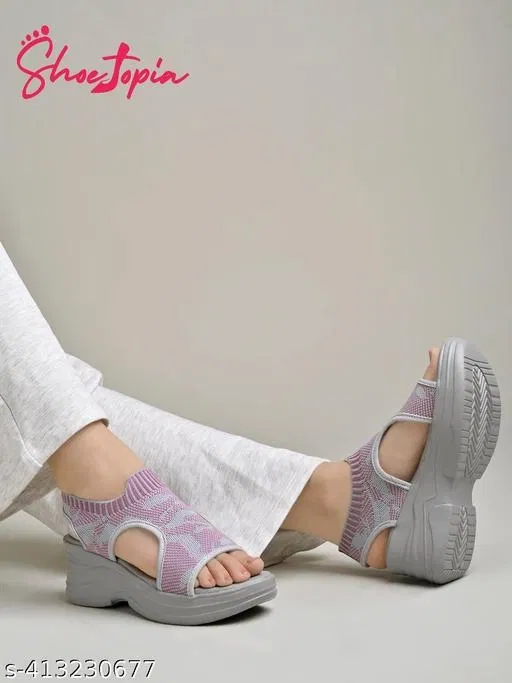 Shoetopia Grey Wedge Sandals Size IND-5