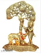 Aluminium Krishna with Cow Statue 